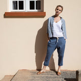 customized: TOLEDO capri linen pants (Color: Beige; Size: S/M)