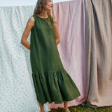 PATNA drop ruffle linen dress