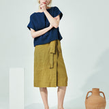 MARFA faux-wrap linen skirt (SS24) - notPERFECTLINEN