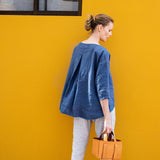 LEAF cropped front linen top - notperfectlinen