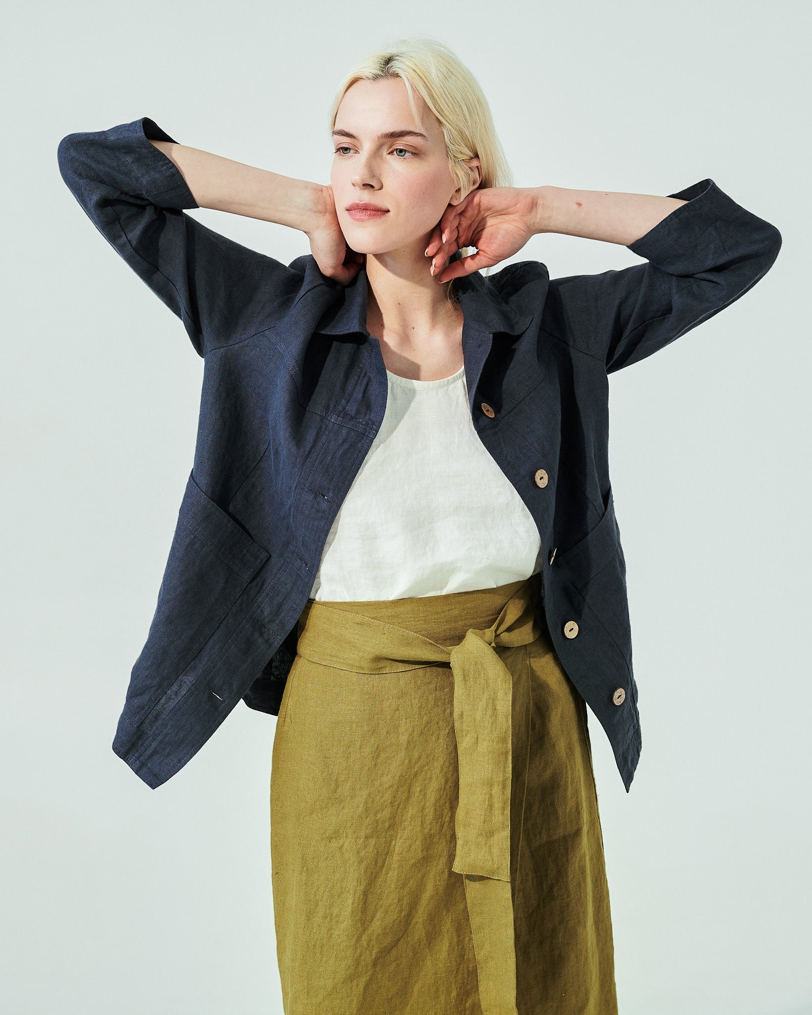 MARFA faux-wrap linen skirt (SS24) - notPERFECTLINEN
