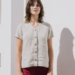 GETTY front snaps linen top - notPERFECTLINEN