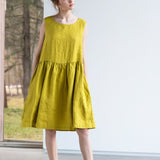 Midi SMOCK loose linen dress - notperfectlinen