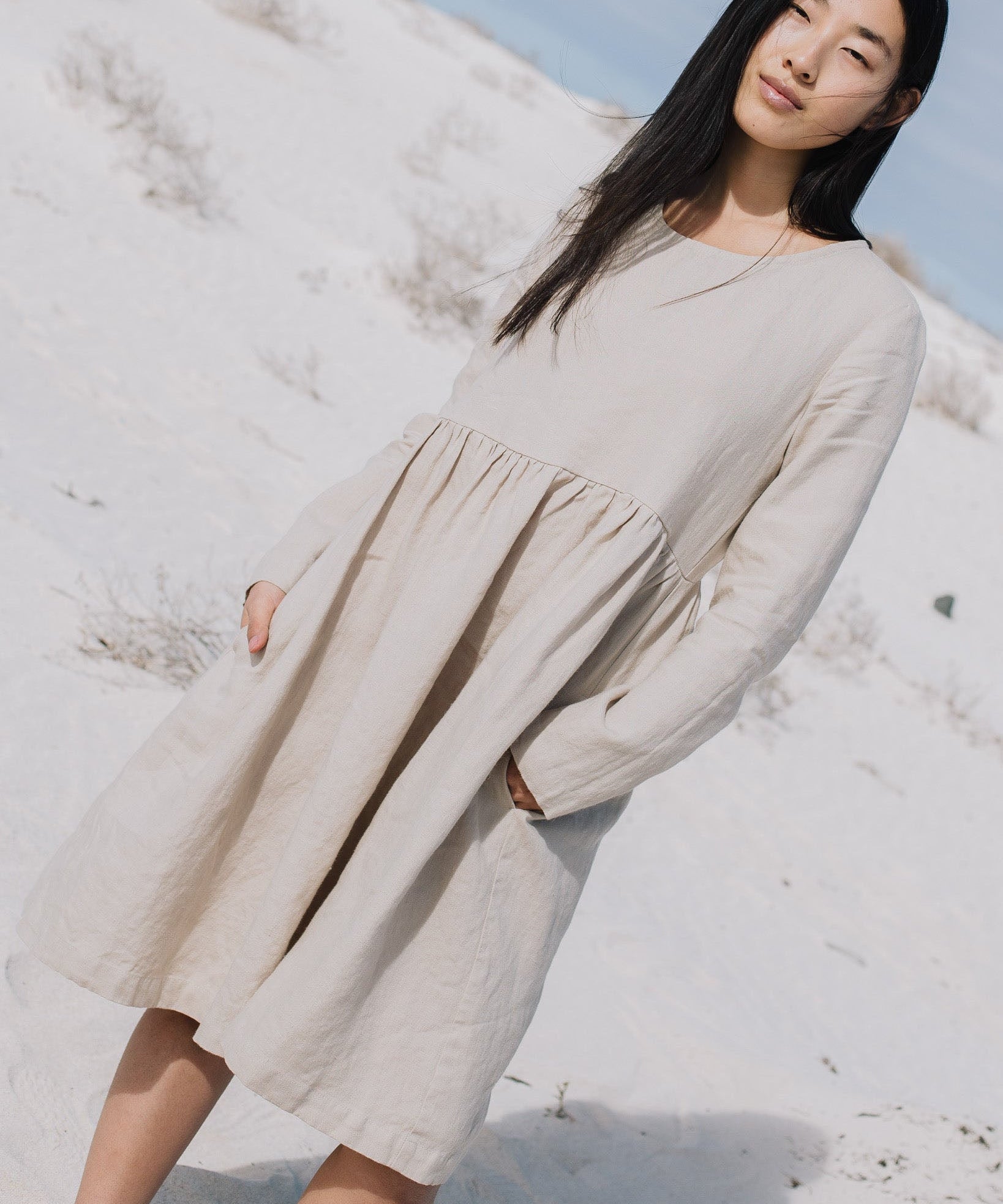 Midi EMILIE loose linen dress - notperfectlinen
