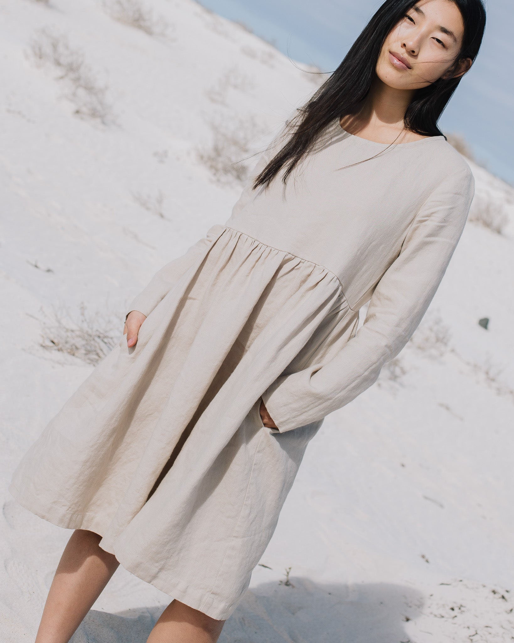 Midi EMILIE loose linen dress - notperfectlinen