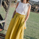 OIA gathered linen skirt