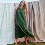 PATNA drop ruffle linen dress