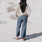 PUGLIA straight cut cropped linen pants - notPERFECTLINEN