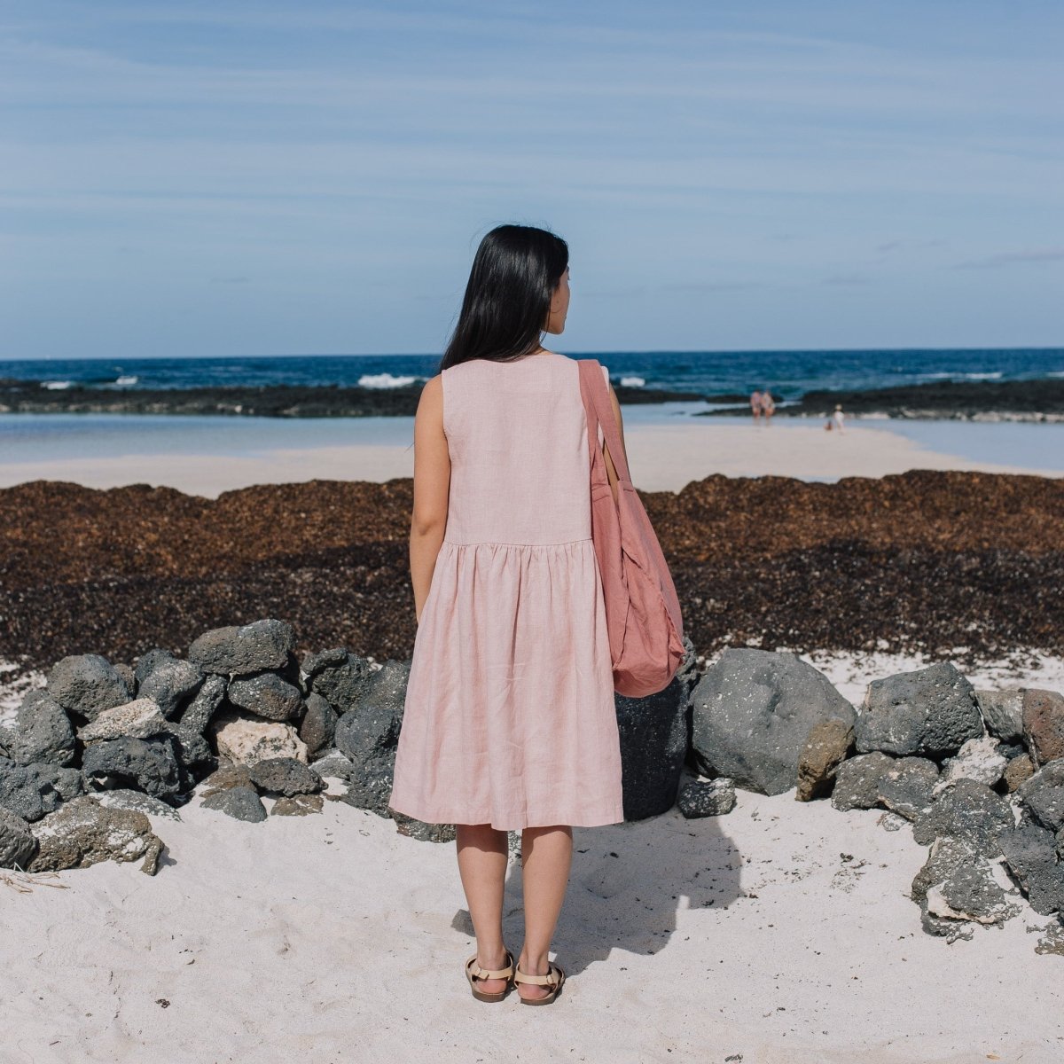 Midi SMOCK loose linen dress - notperfectlinen
