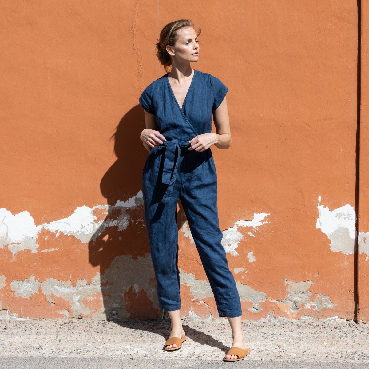 MARGARET wrap linen jumpsuit - notPERFECTLINEN