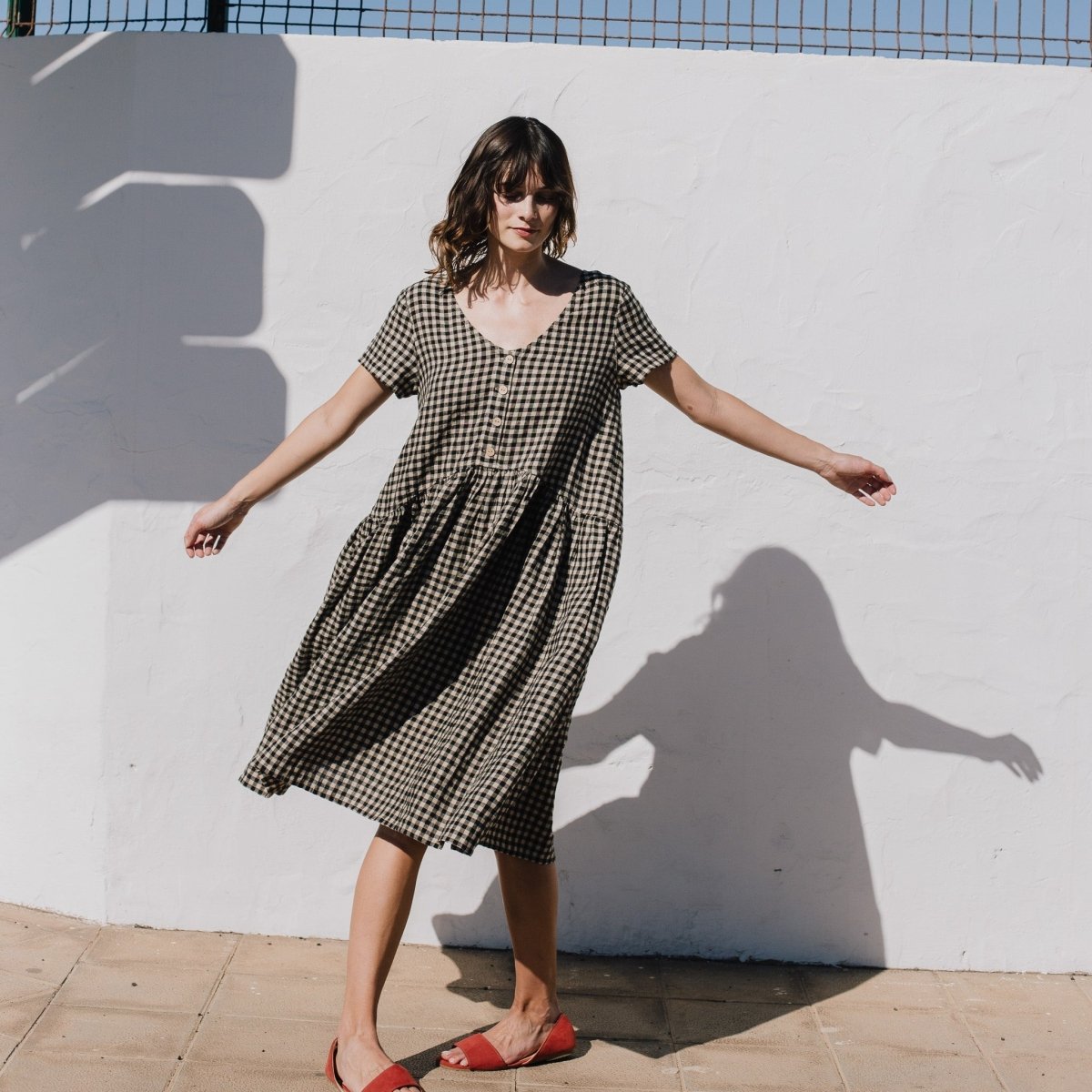 VOLUME-3 oversized linen dress with short sleeves - notPERFECTLINEN