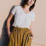 MARSEILLE linen front snap skirt