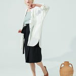 MARFA faux-wrap linen skirt (SS24) - notPERFECTLINEN