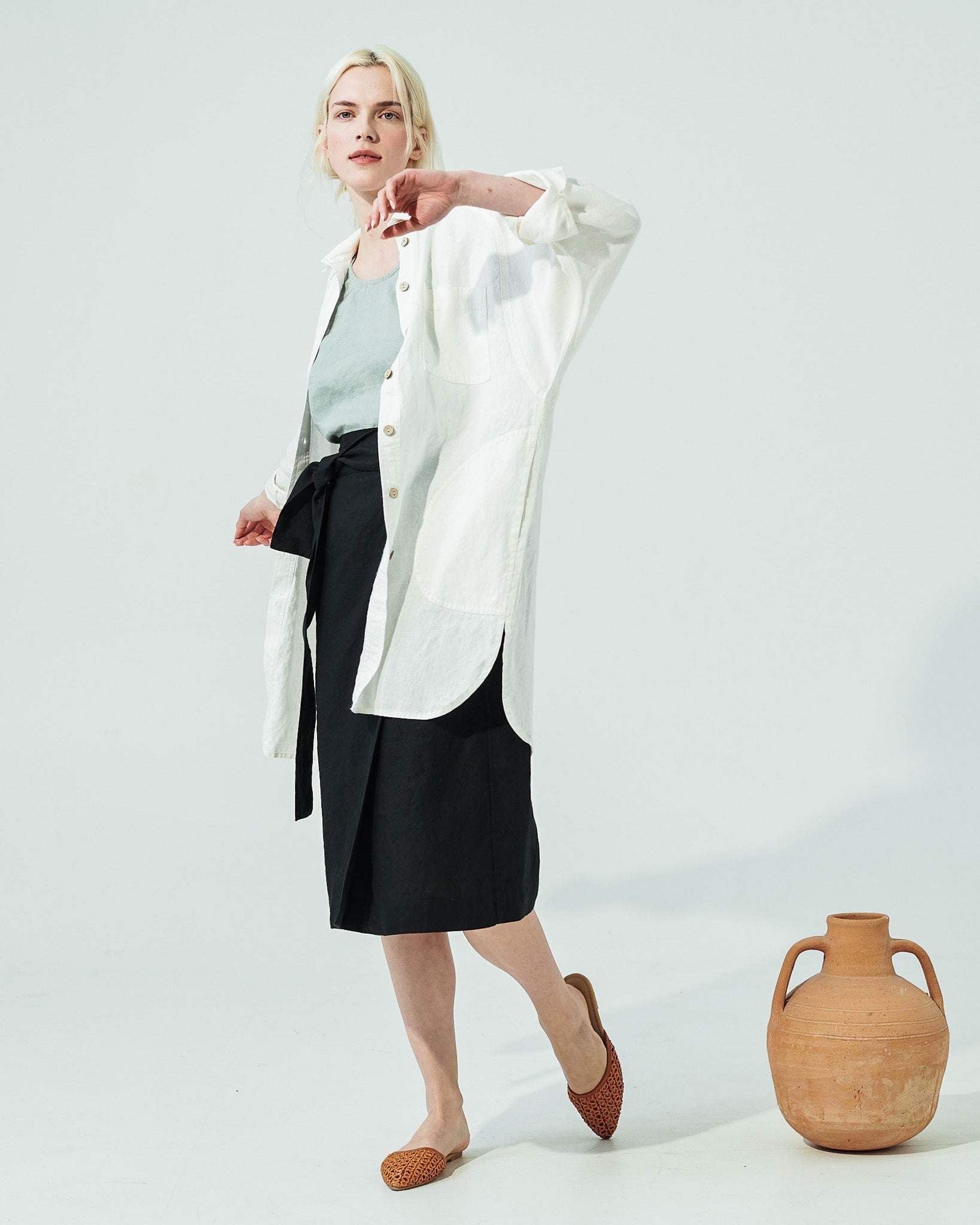 MARFA faux-wrap linen skirt (SS24) - notPERFECTLINEN