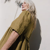 R: RONDA button down linen dress (Size: XXL; Color: Natural)