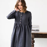 Long sleeve Maxi MAMA linen dress - notPERFECTLINEN