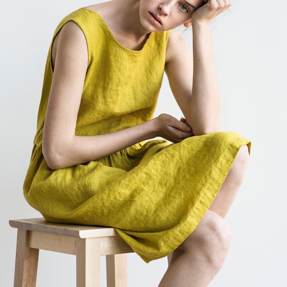 Midi SMOCK loose linen dress - notperfectlinen