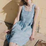 PARK trapeze neckline linen dress