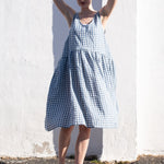 VOLUME light weight blue gingham linen dress - notPERFECTLINEN