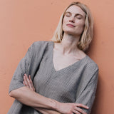 OLD LONDON V neck oversized linen top