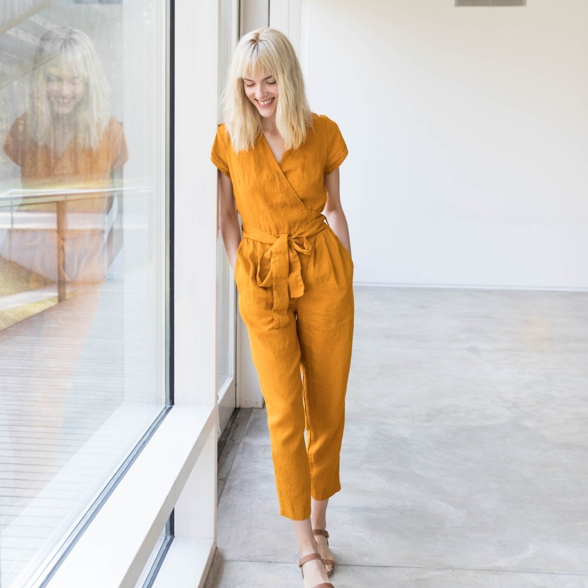 MARGARET wrap linen jumpsuit - notPERFECTLINEN