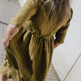 R: RONDA button down linen dress (Size: XXL; Color: Natural)