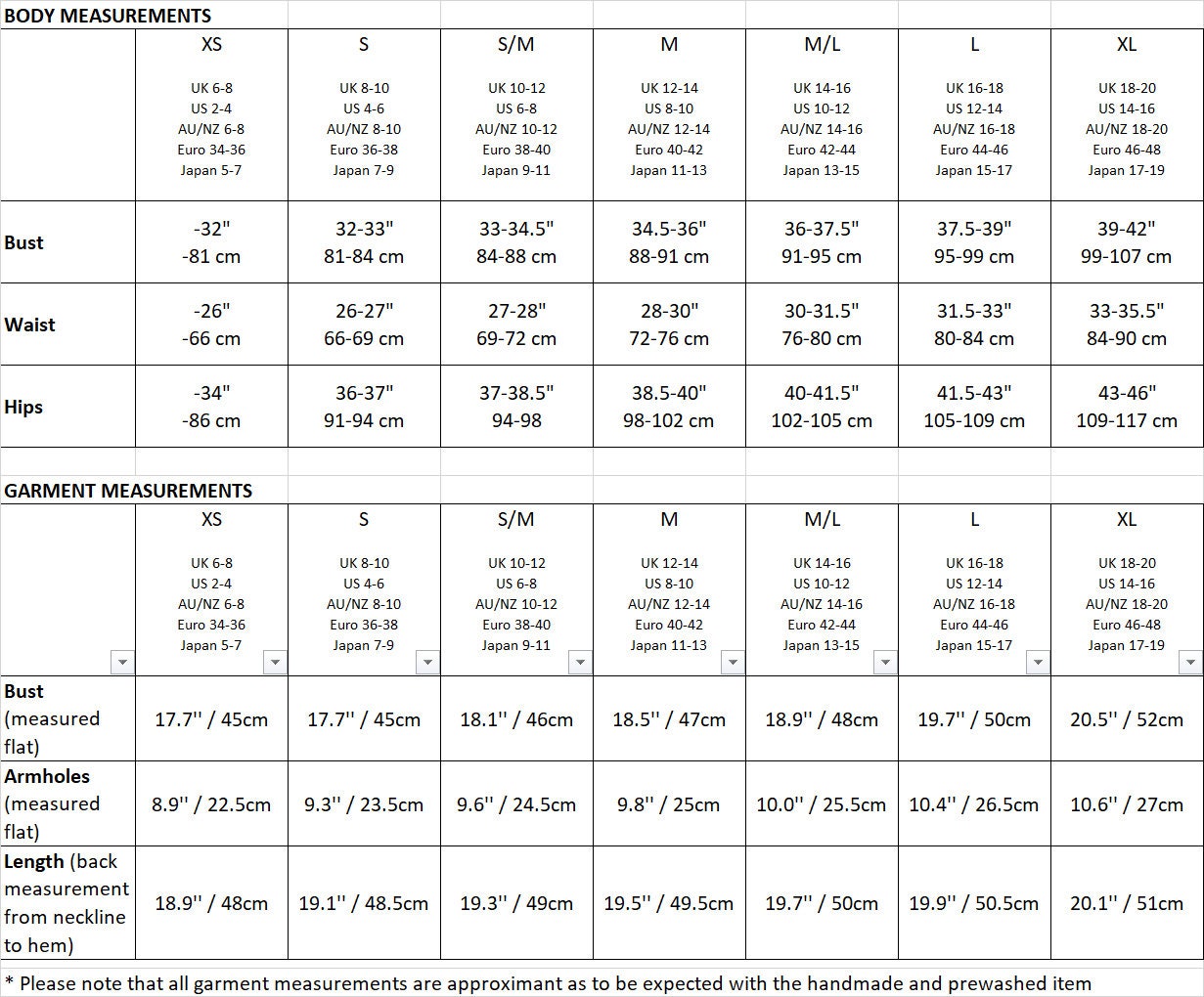 Size guide