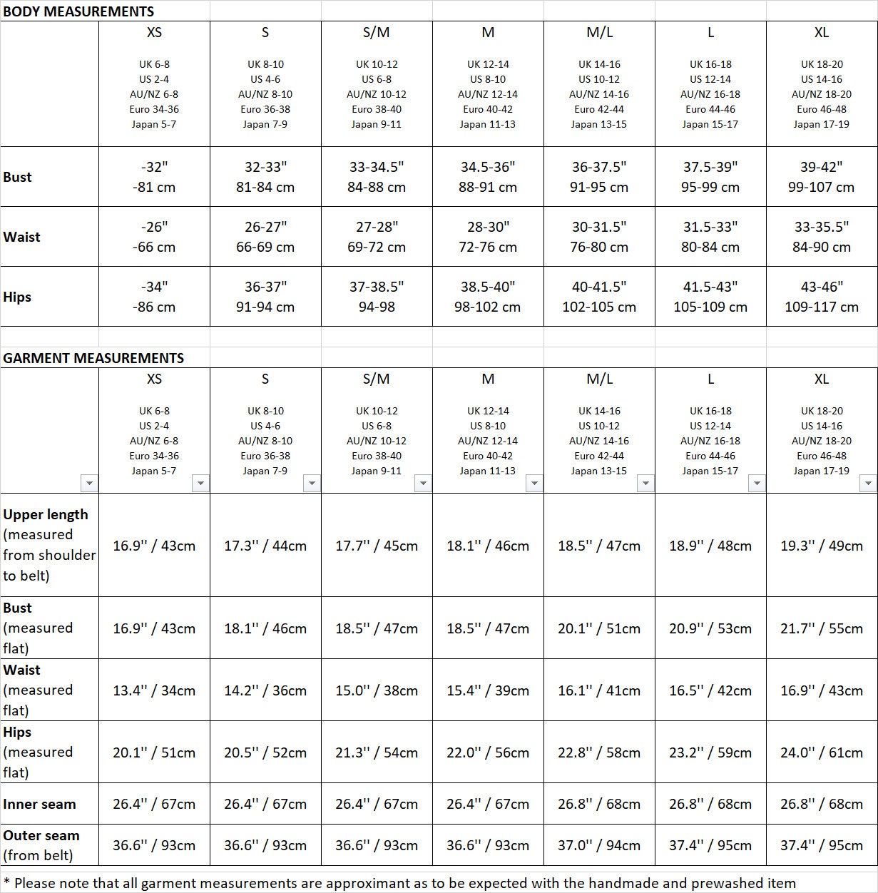 Size guide
