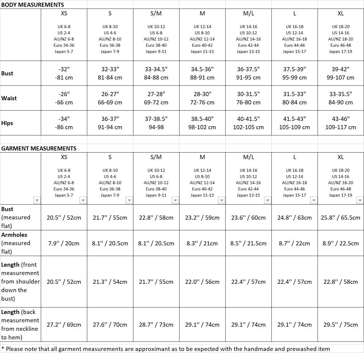 Size guide