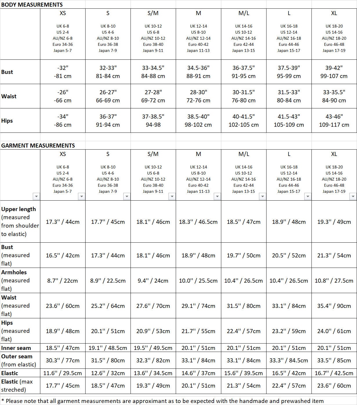 Size guide