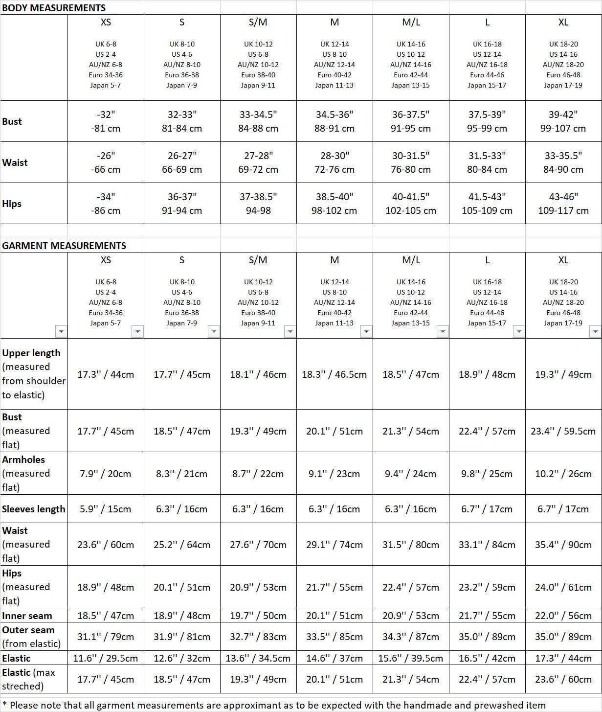Size guide