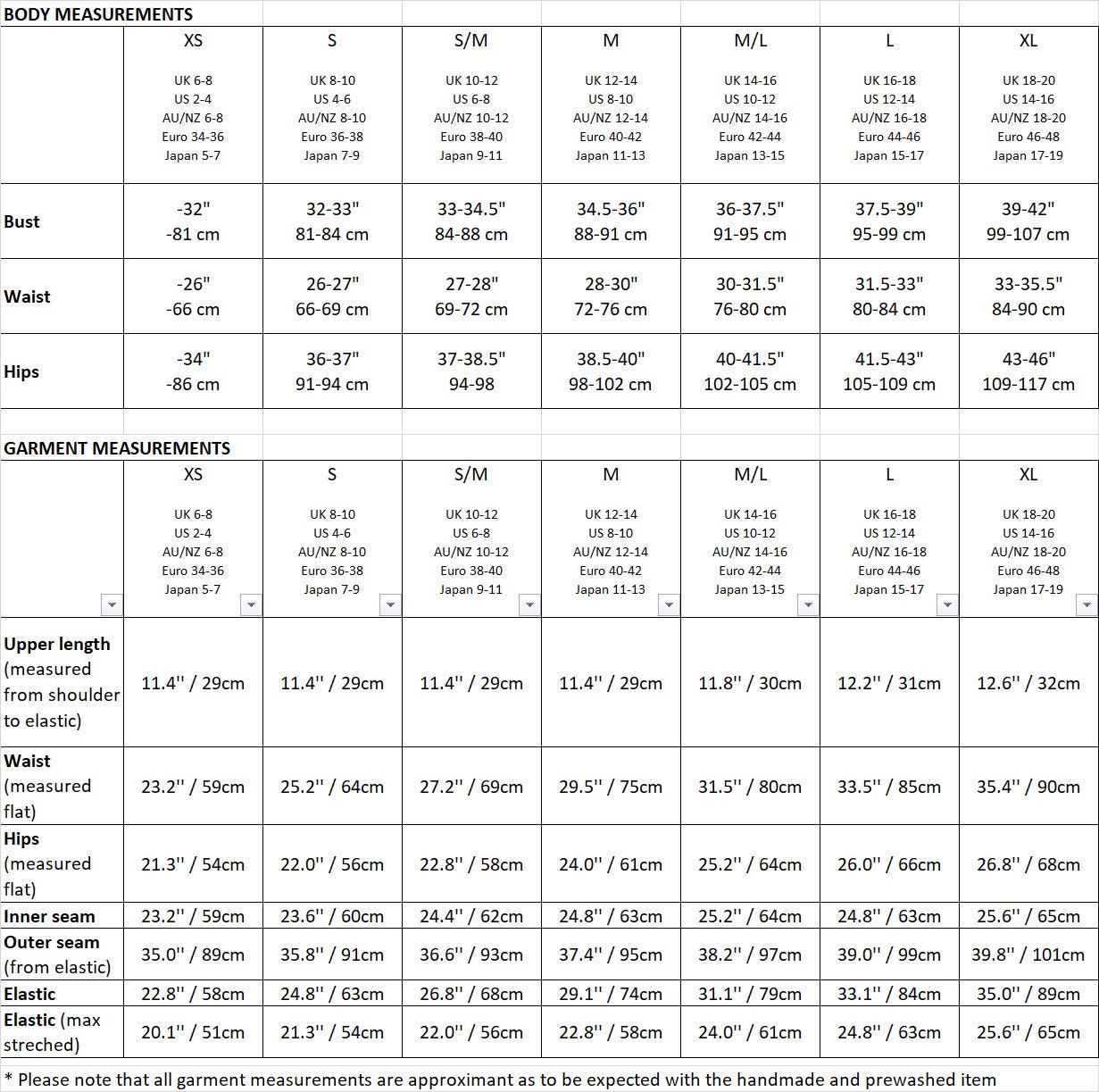 Size guide