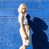 REGINA pleated - front linen skirt (Gingham Collection) - notPERFECTLINEN