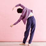 R: DAMME high-waisted pleated front linen pants (Size: XS; Color: Charcoal Blue) - notperfectlinen