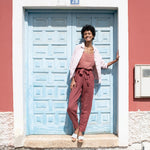 R: BOYFRIEND loose pleated linen pants (Size: XS; Color: Magenta) - notperfectlinen