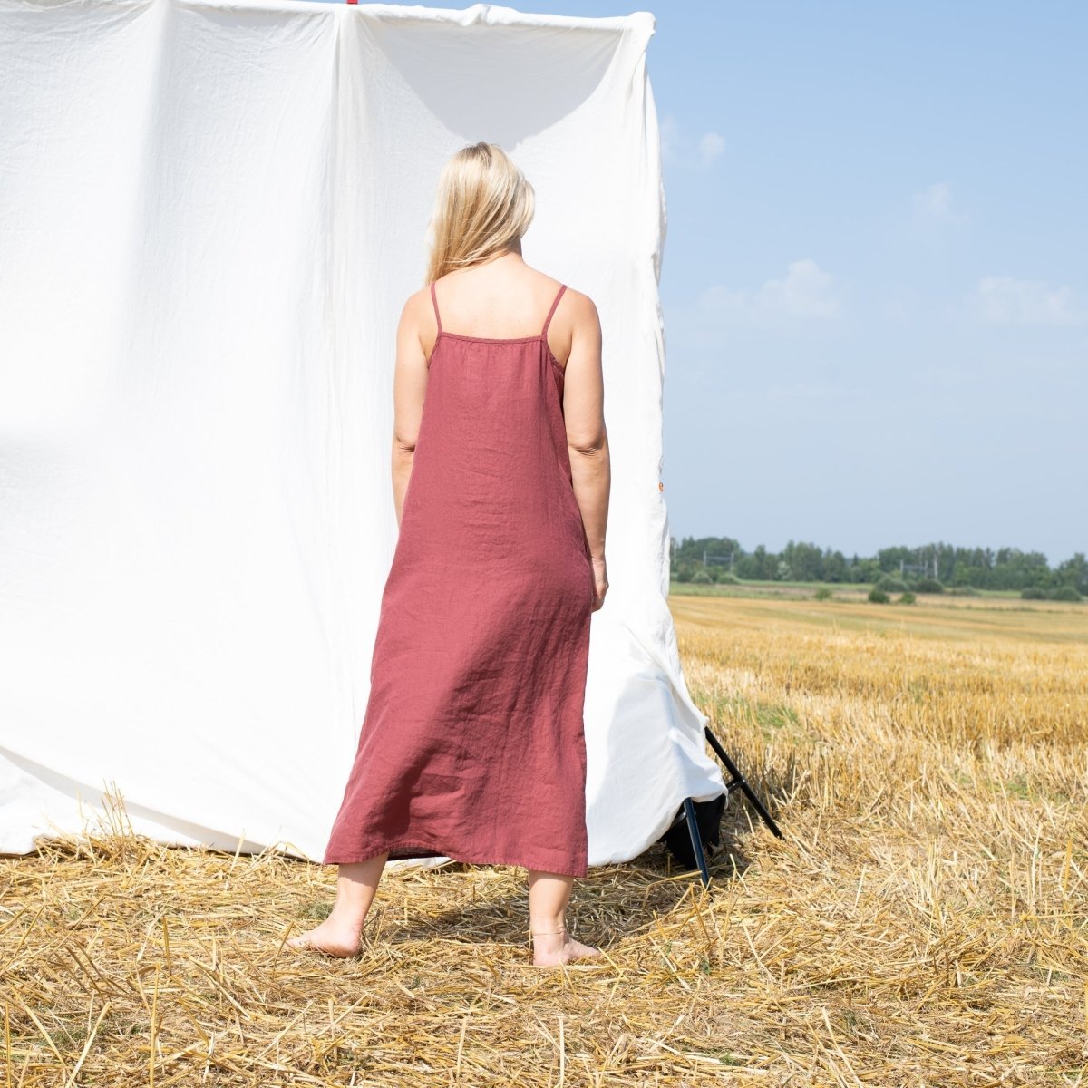 LANGLEY-2 maxi slip linen dress - notperfectlinen