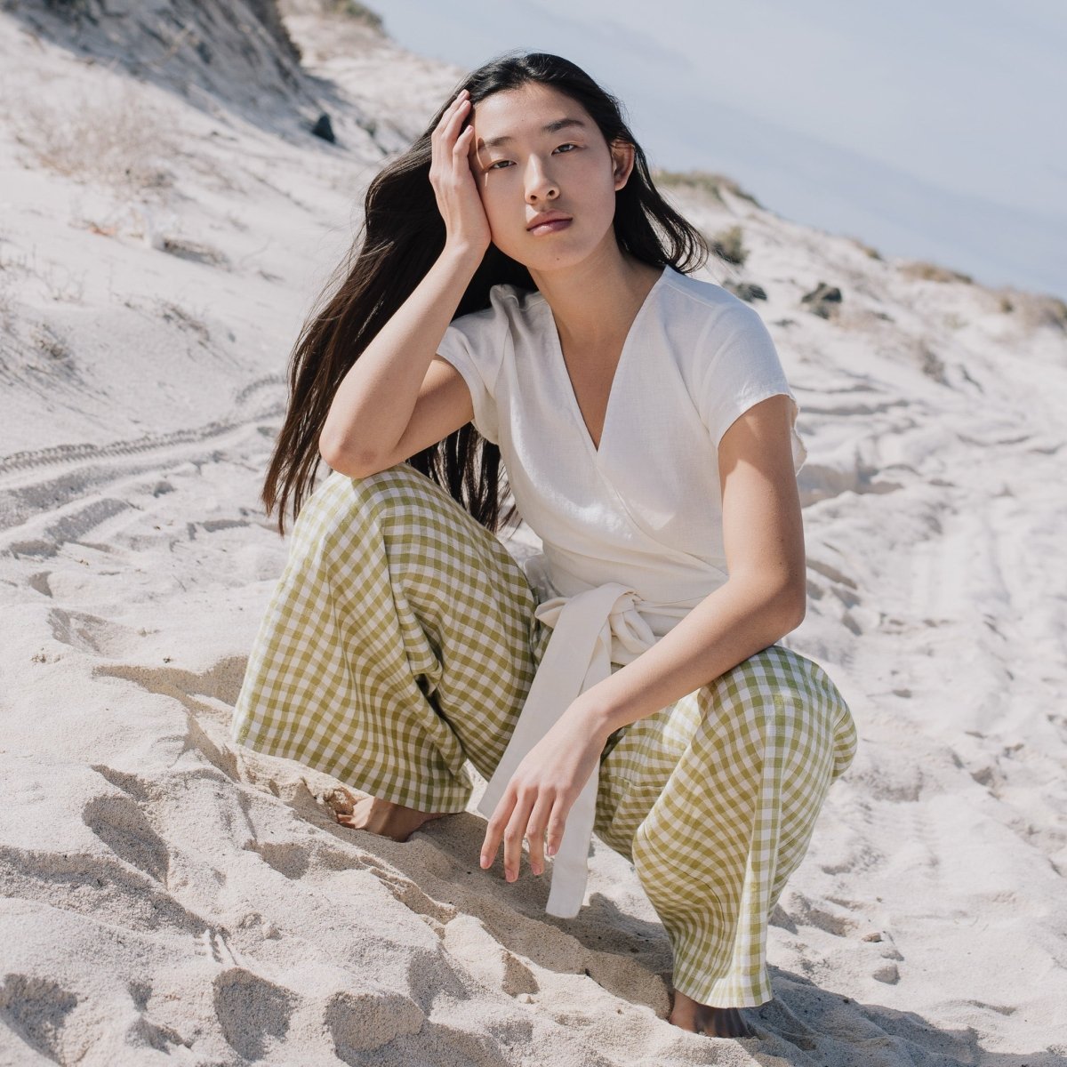 MADRID cropped linen wrap top - notperfectlinen