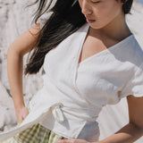 MADRID cropped linen wrap top - notperfectlinen