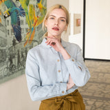 R: MARLE classic linen shirt (Size: XXL; Color: Night Cherries)
