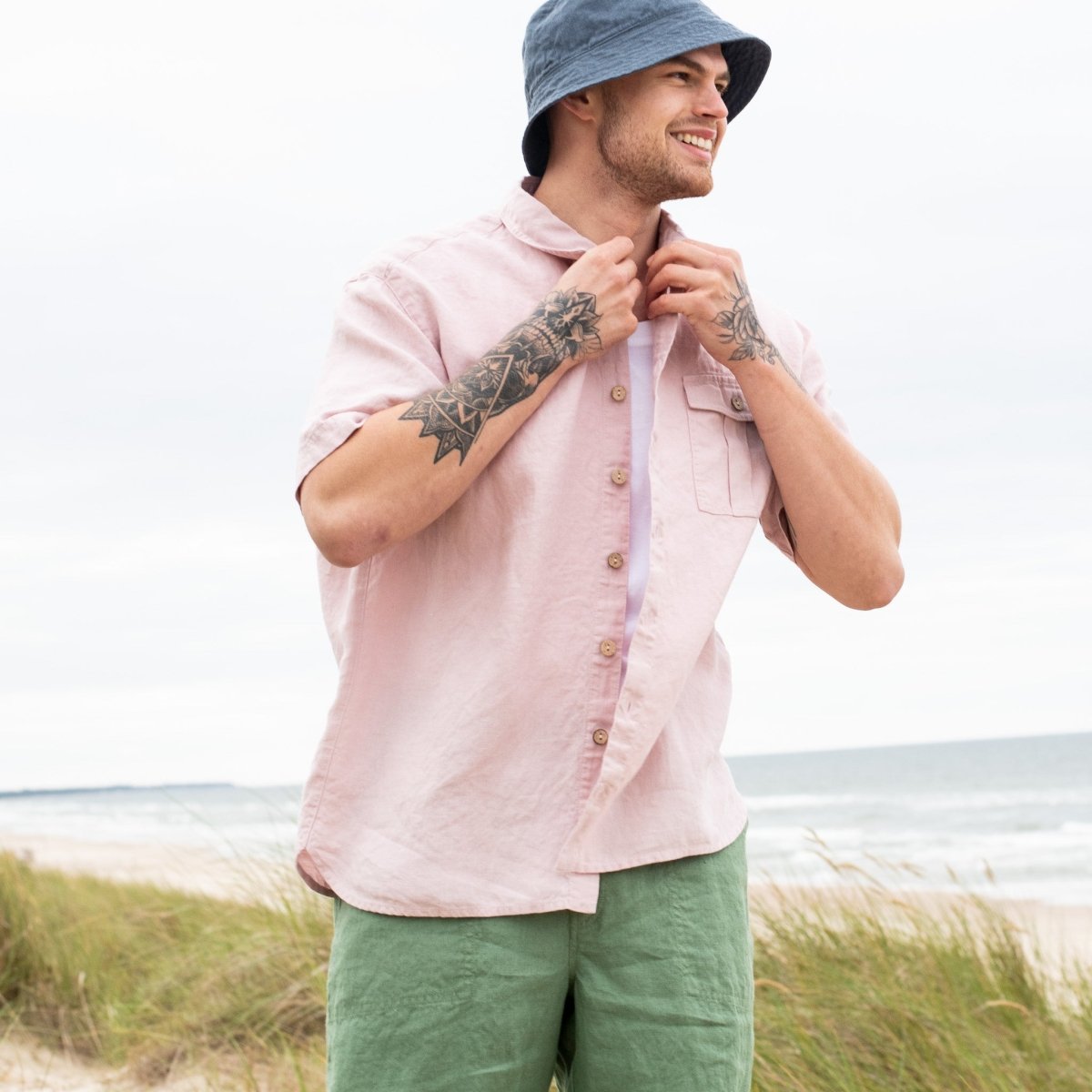 Men’s short sleeve linen shirt QUEBEC - notPERFECTLINEN