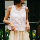 MIJAS bow tie linen blouse