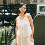 MIJAS bow tie linen blouse