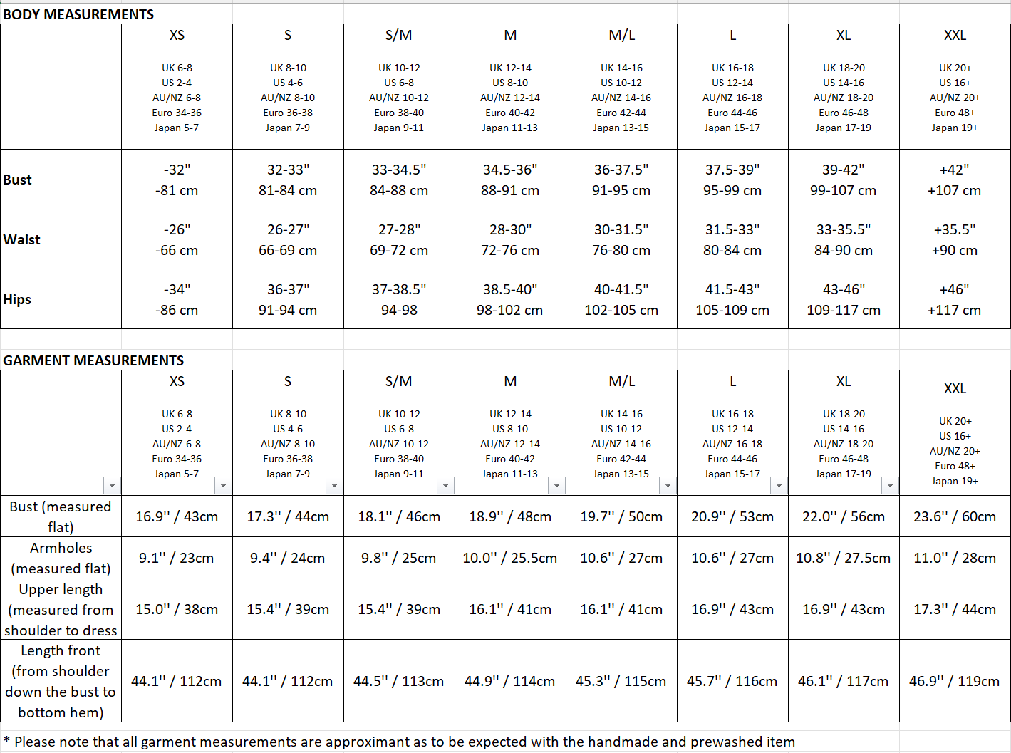Size guide