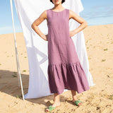 PATNA drop ruffle linen dress - notPERFECTLINEN