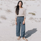 PUGLIA straight cut cropped linen pants - notperfectlinen