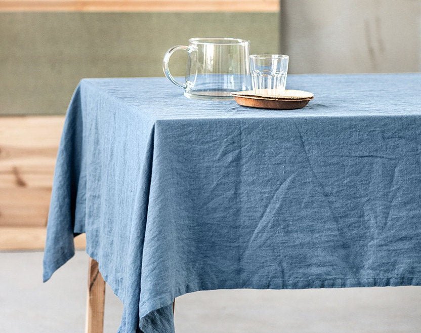 R: Linen tablecloth (220x138 cm | 86.6x54.3 in) (Color: Ice Blue) - notPERFECTLINEN