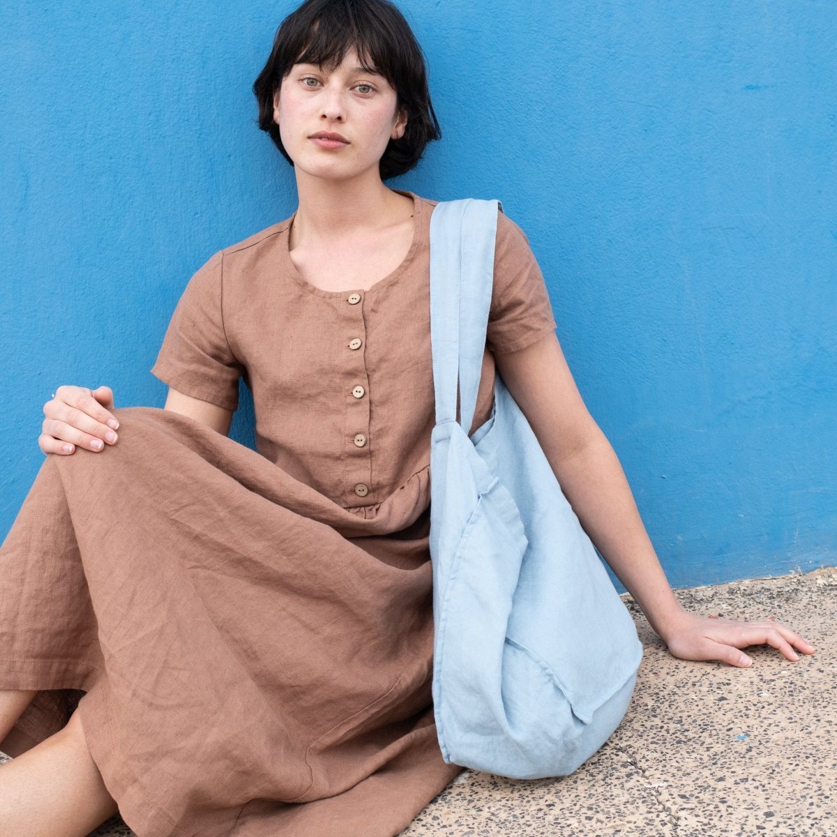 Linen Maxi Dress - MAMA-2 Short Sleeve – notPERFECTLINEN