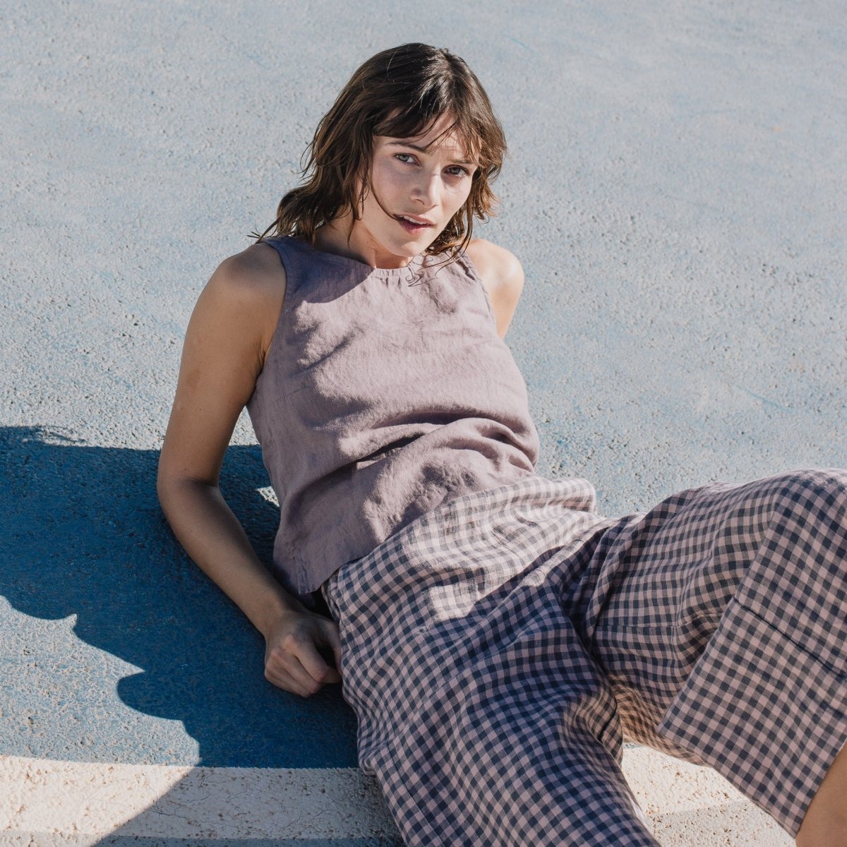 WELS midi linen wide leg pants - notPERFECTLINEN EU