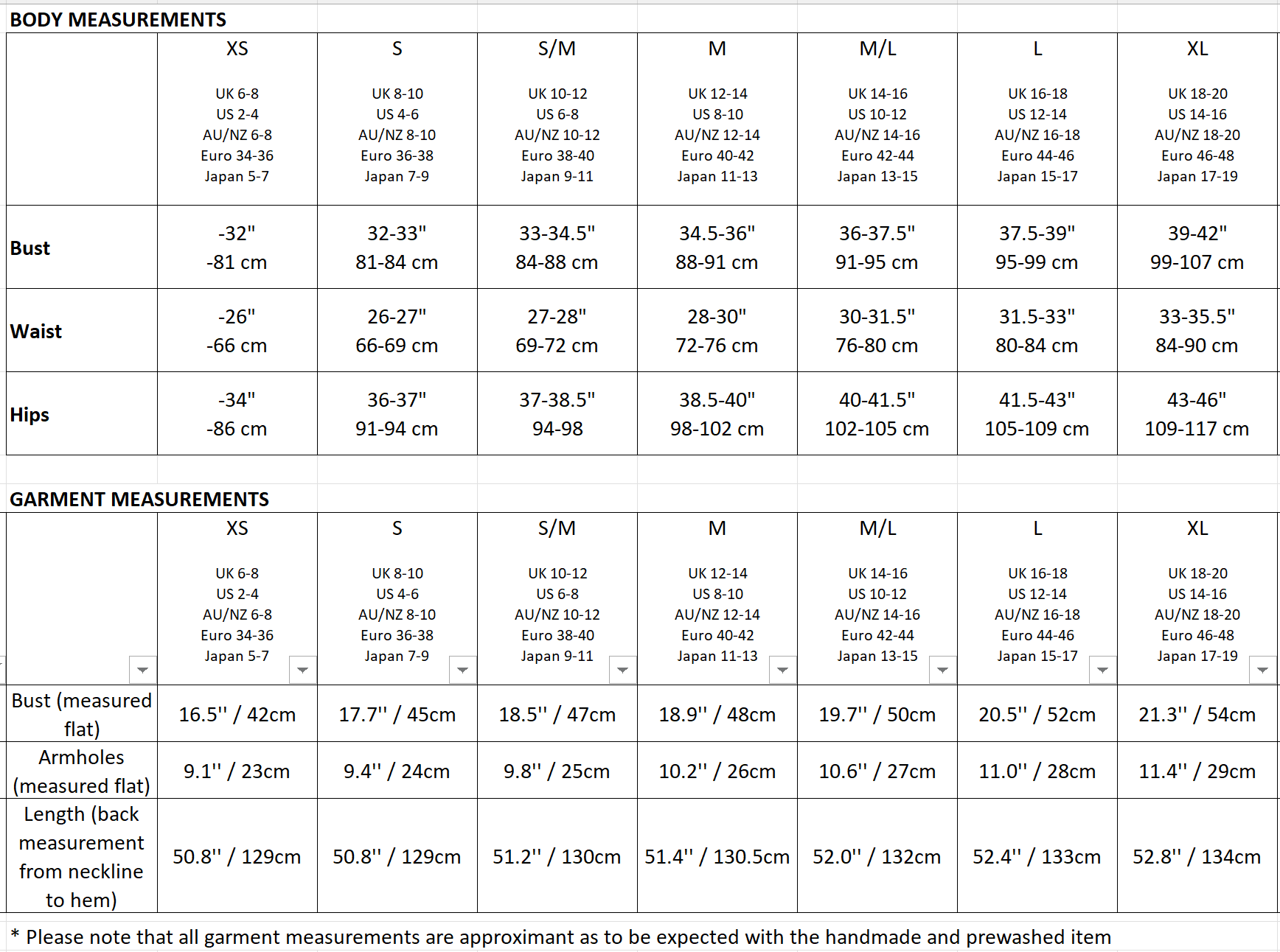 Size guide