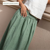 Bay-2 (or Bay) linen top in Cream + Sion linen skirt in Blue Melange (non-customizable) - notPERFECTLINEN
